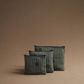 Grey - handmade cotton multipurpose utility pouches (set