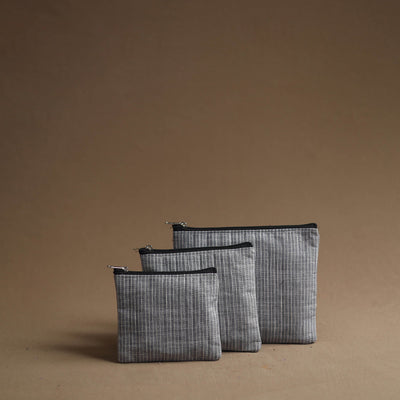 Grey - handmade cotton multipurpose utility pouches (set