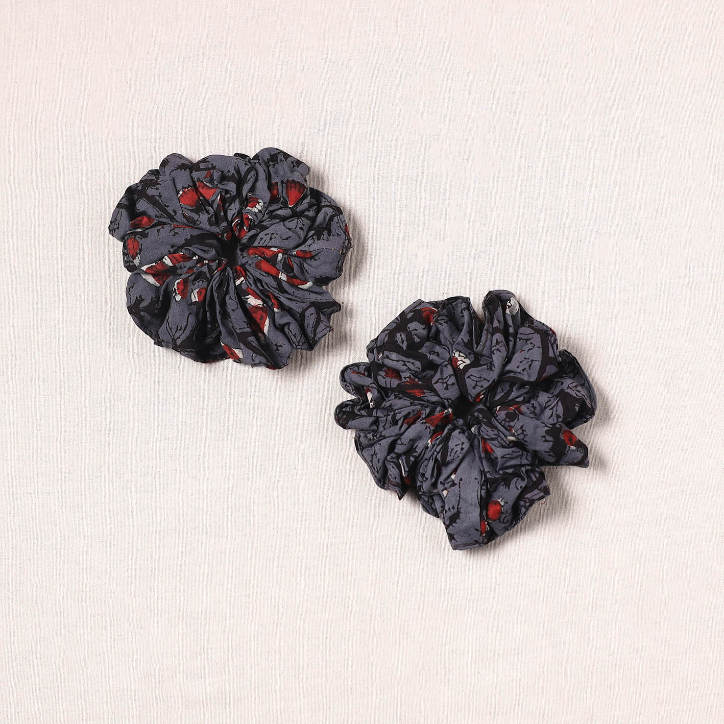 Grey - handmade cotton rubber bands/scrunchies (set of 2)
