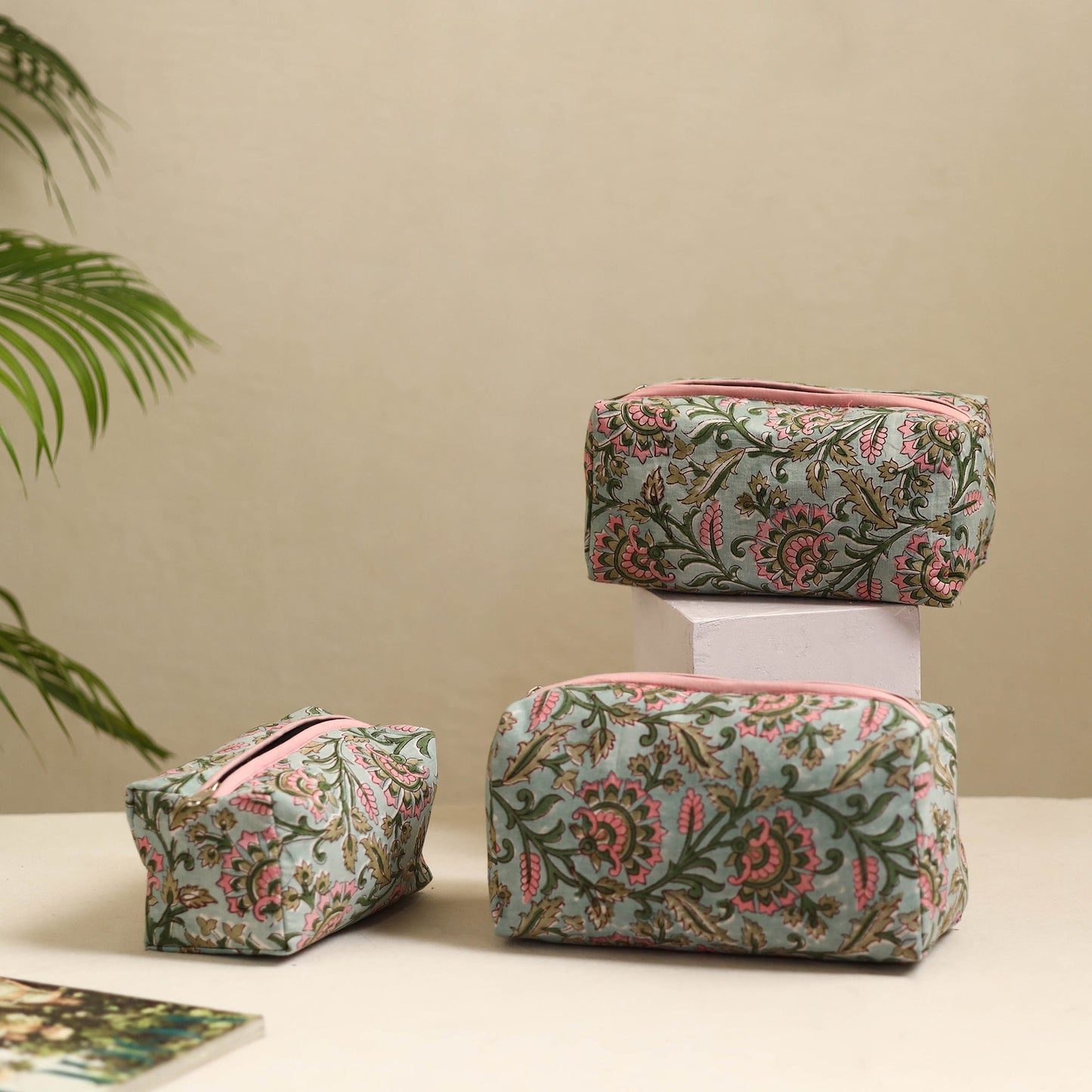  Grey Handmade Cotton Toiletry Bags (Set of 3) 