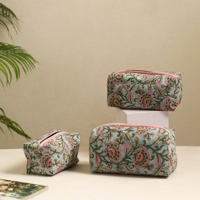  Grey Handmade Cotton Toiletry Bags (Set of 3) 