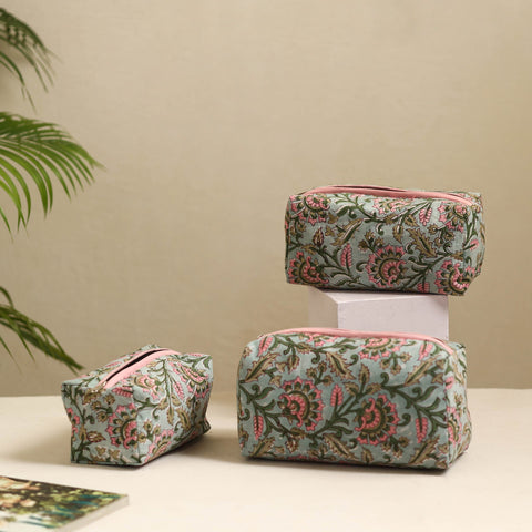  Grey Handmade Cotton Toiletry Bags (Set of 3) 