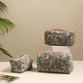  Grey Handmade Cotton Toiletry Bags (Set of 3) 
