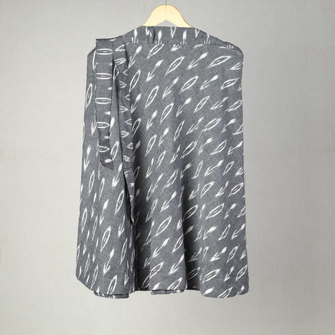 Grey Handmade Cotton Wrap Around Pochampally Ikat Skirt
