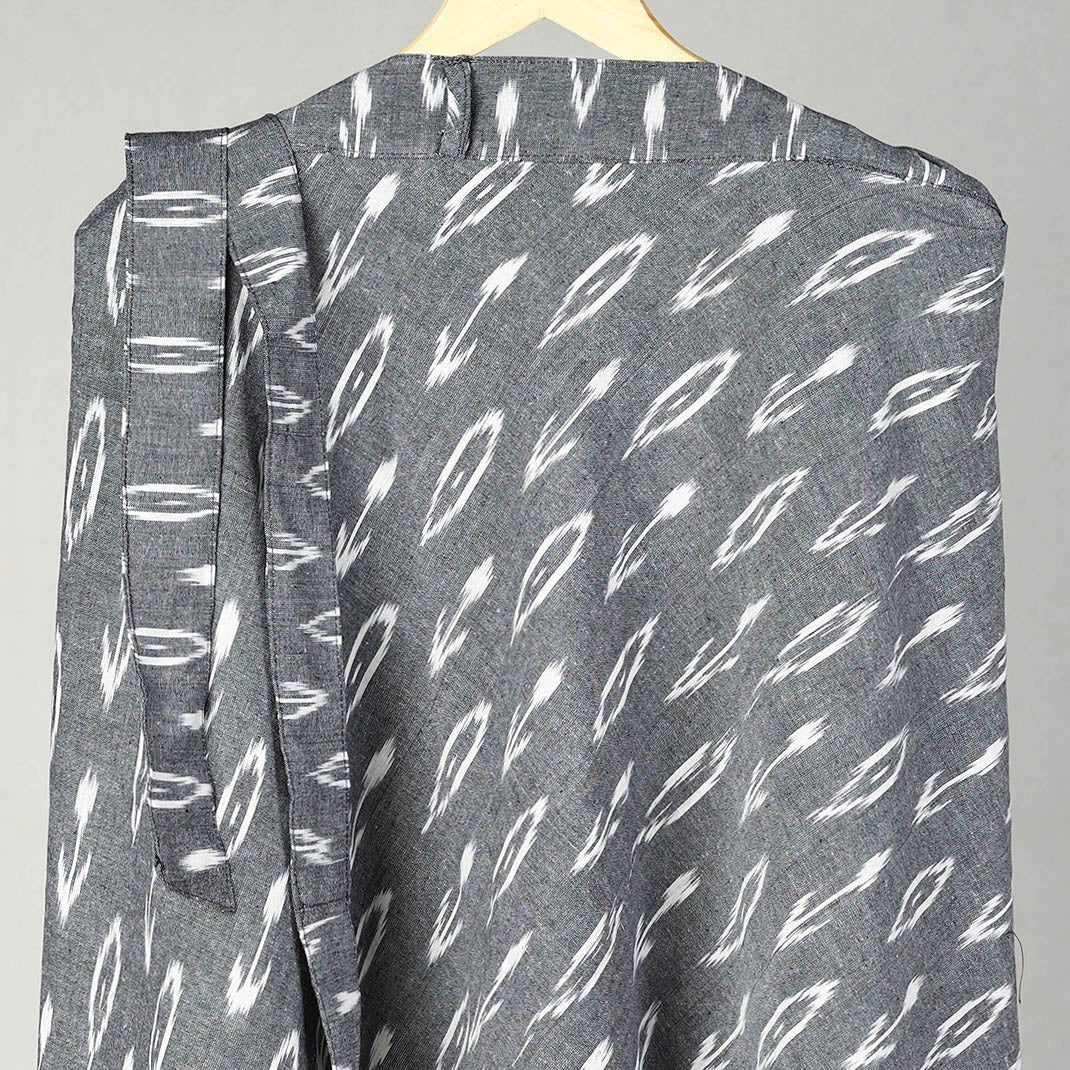 Grey Handmade Cotton Wrap Around Pochampally Ikat Skirt