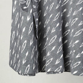 Grey Handmade Cotton Wrap Around Pochampally Ikat Skirt