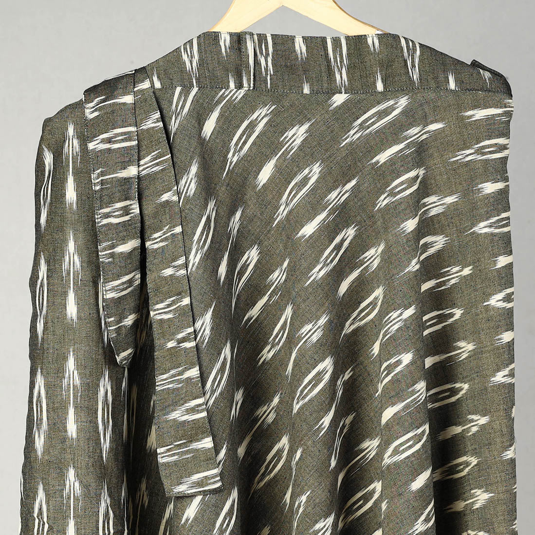 Grey Handmade Cotton Wrap Around Pochampally Ikat Skirt