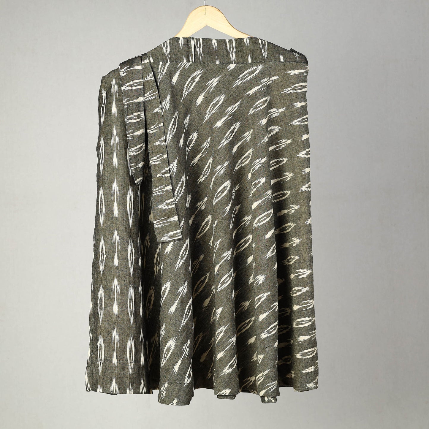Grey Handmade Cotton Wrap Around Pochampally Ikat Skirt