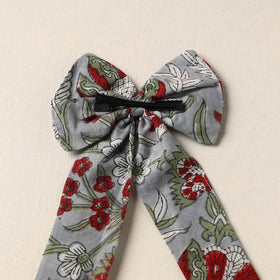 Grey Handmade Fabric Bow Hair Clip