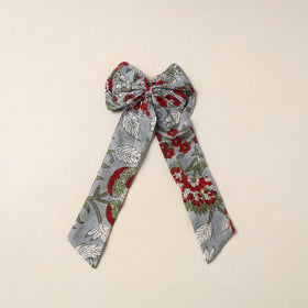 Grey Handmade Fabric Bow Hair Clip