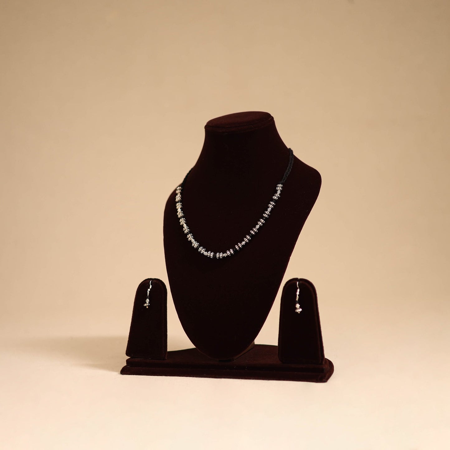 Grey - handmade metal beadwork necklace set 51 - handcrafted