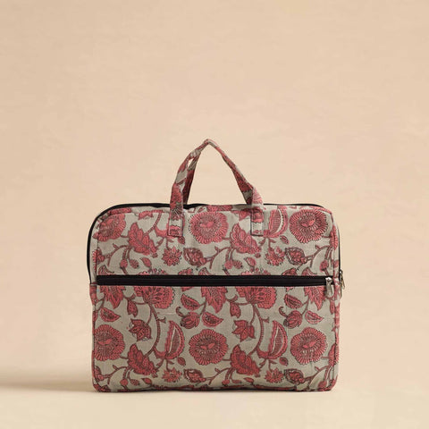  Grey Handmade Quilted Cotton Laptop Bag