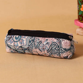 Grey Handmade Quilted Cotton Pencil Pouch