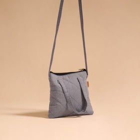 Grey - handmade quilted cotton sling bag 71 - handcrafted