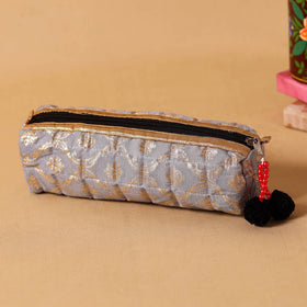 Grey Handmade Quilted Pencil Pouch