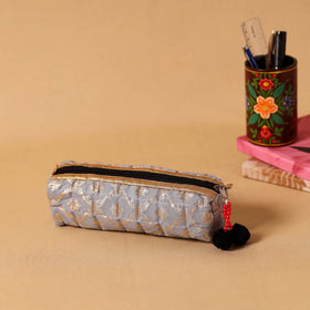 Grey Handmade Quilted Pencil Pouch