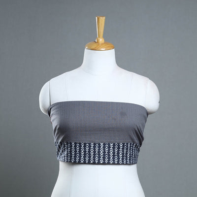 Grey - handmade running stitch plain cotton blouse piece