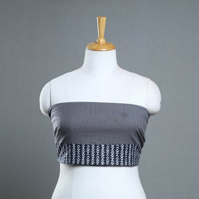 Grey - handmade running stitch plain cotton blouse piece