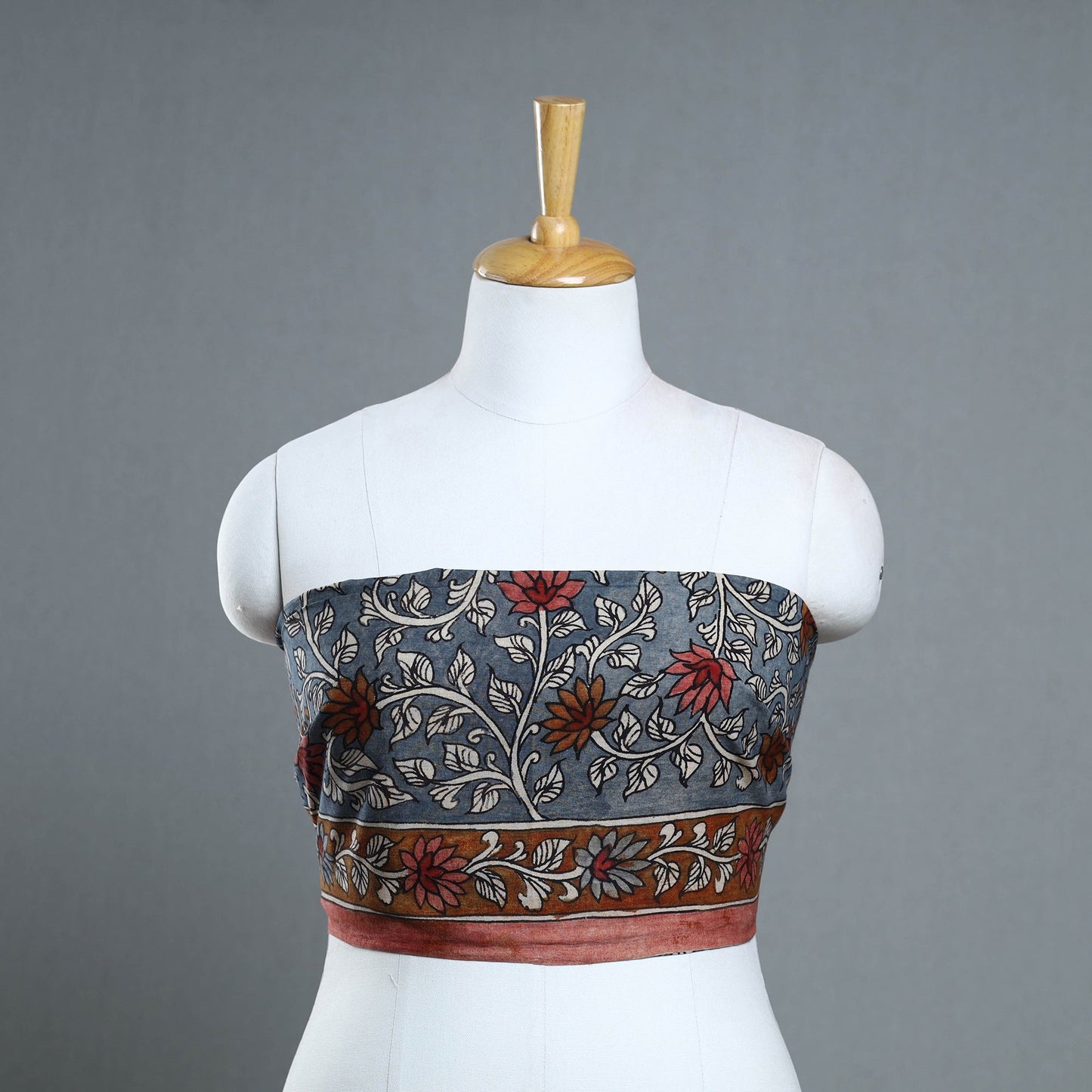 Buy Grey Handpainted Cotton Kalamkari Blouse Piece