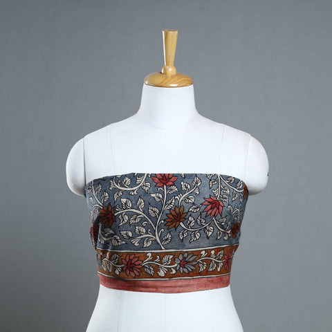 Buy Grey Handpainted Cotton Kalamkari Blouse Piece