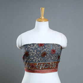 Buy Grey Handpainted Cotton Kalamkari Blouse Piece