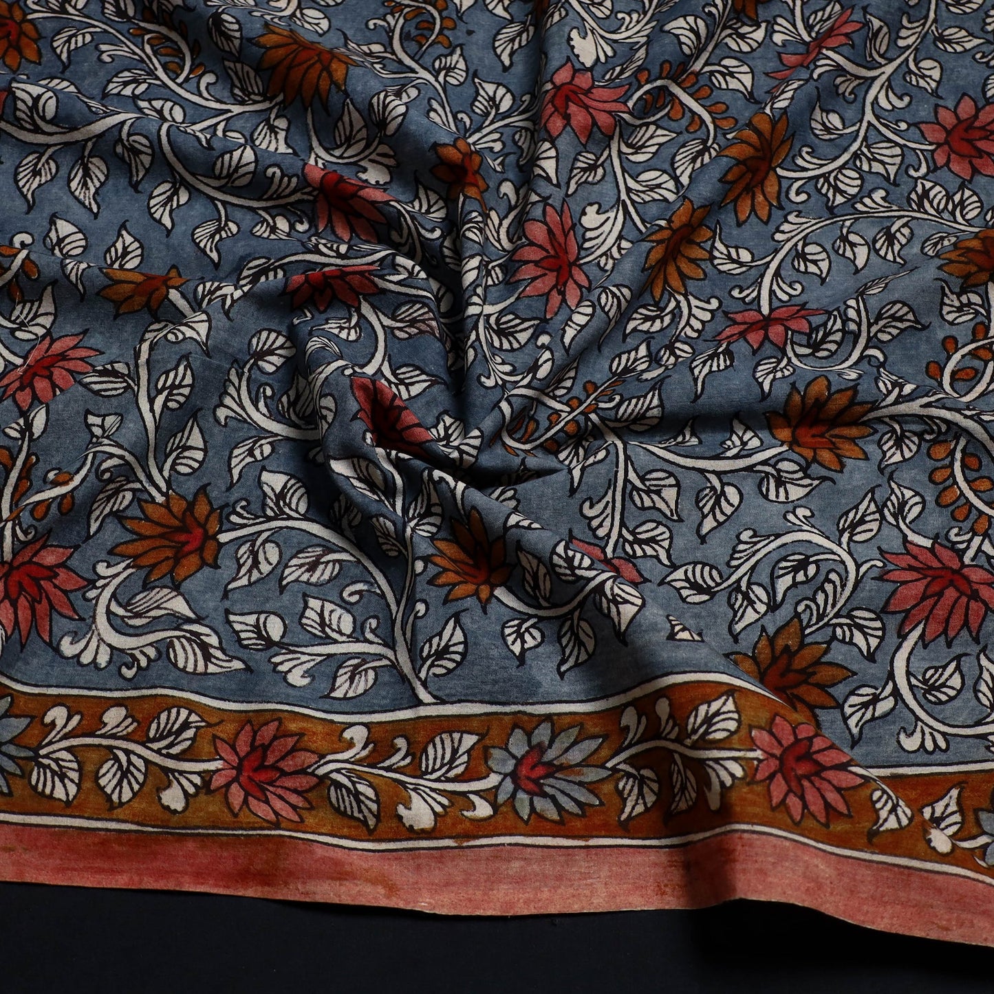 Buy Grey Handpainted Cotton Kalamkari Blouse Piece
