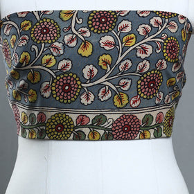 Grey - handpainted cotton kalamkari blouse piece 11