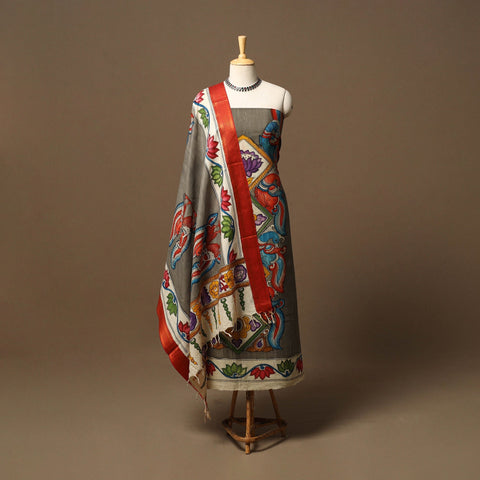 Handpainted srikalahasti bangalore silk pen kalamkari 2pc