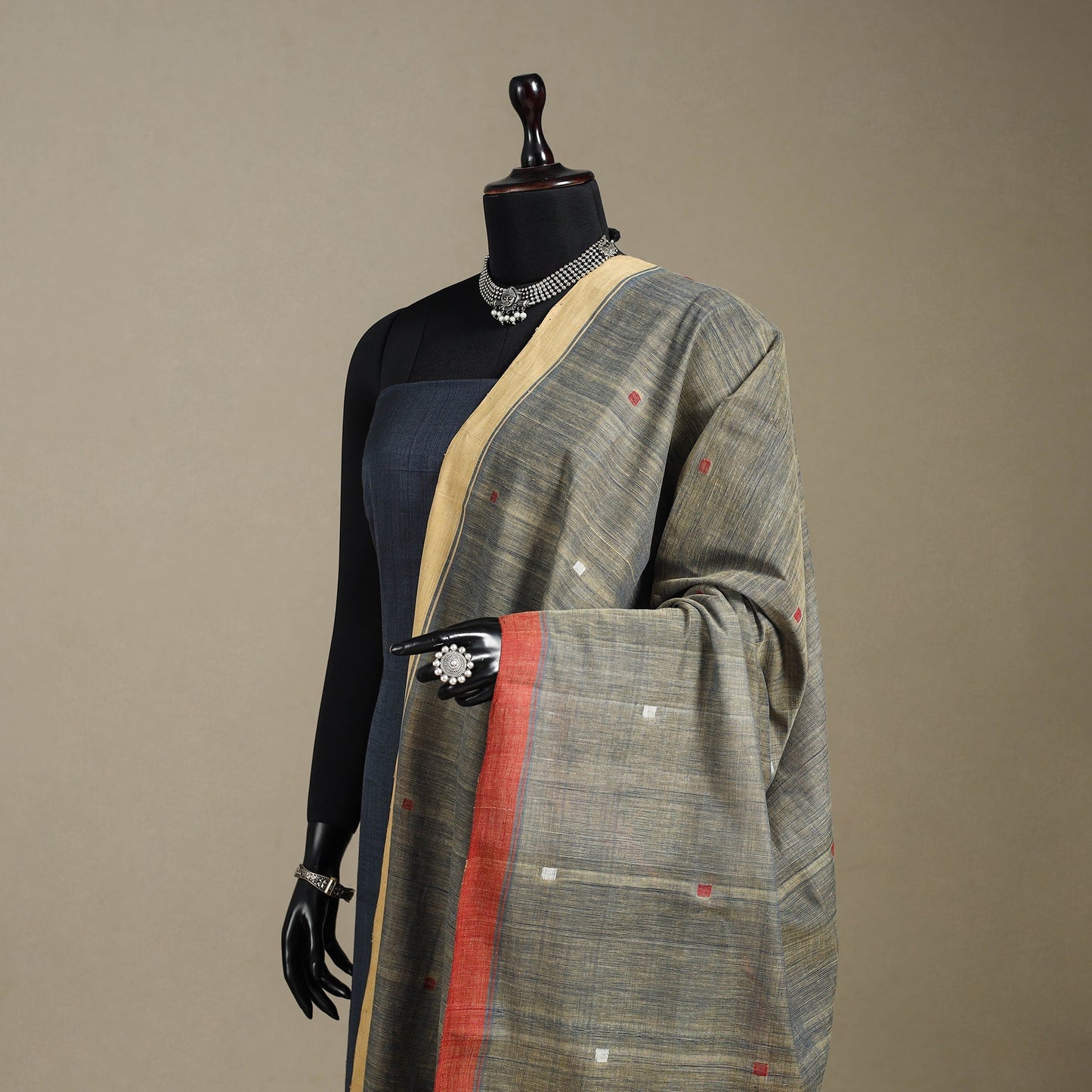 Peach - handspun handloom buti natural dyed cotton