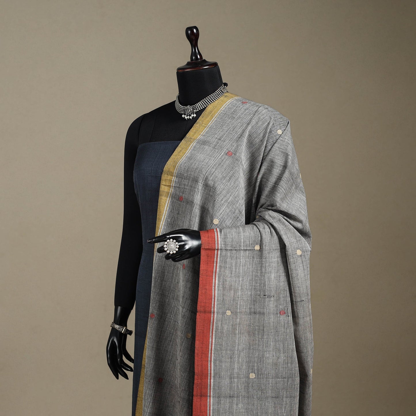 Peach - handspun handloom buti natural dyed cotton