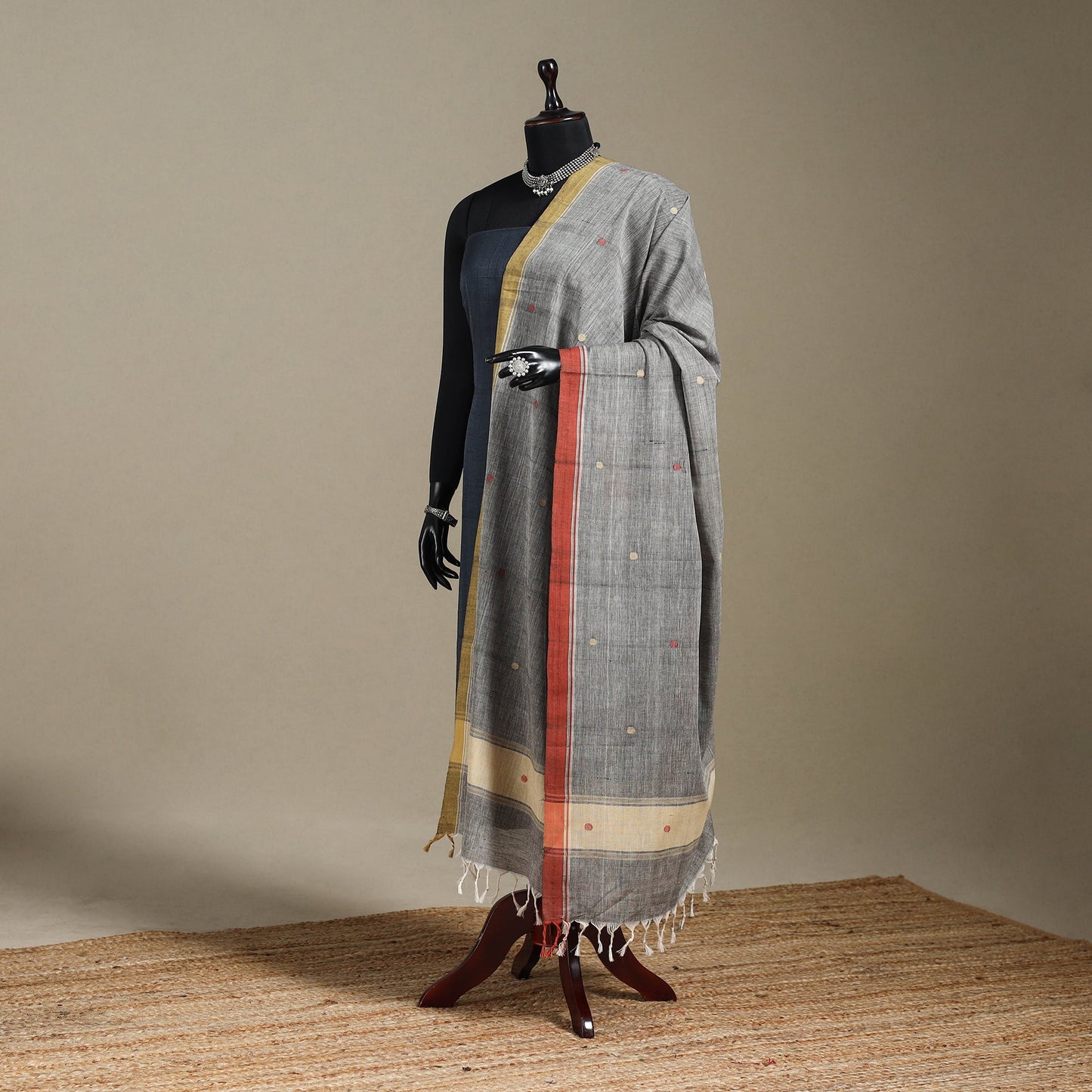 Peach - handspun handloom buti natural dyed cotton