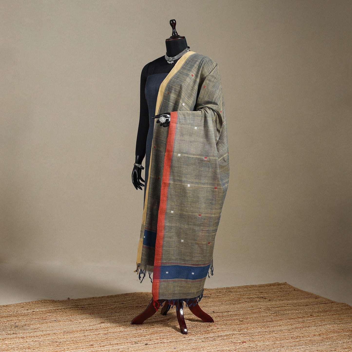 Peach - handspun handloom buti natural dyed cotton