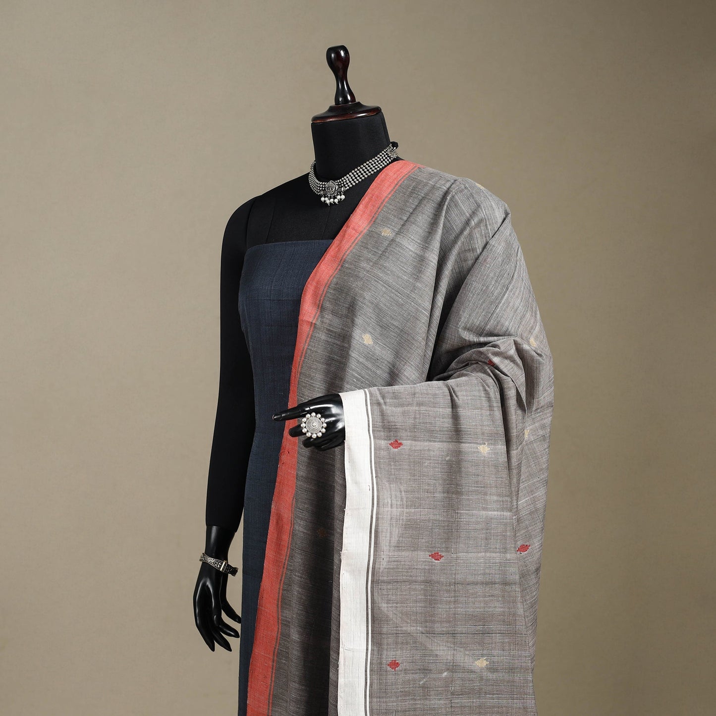 Peach - handspun handloom buti natural dyed cotton