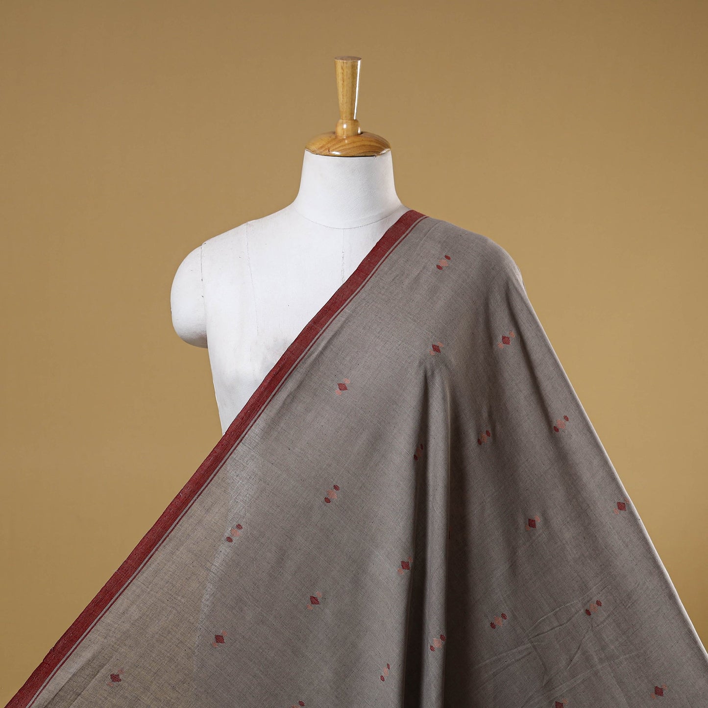 Grey - handspun handloom natural dyed cotton buti