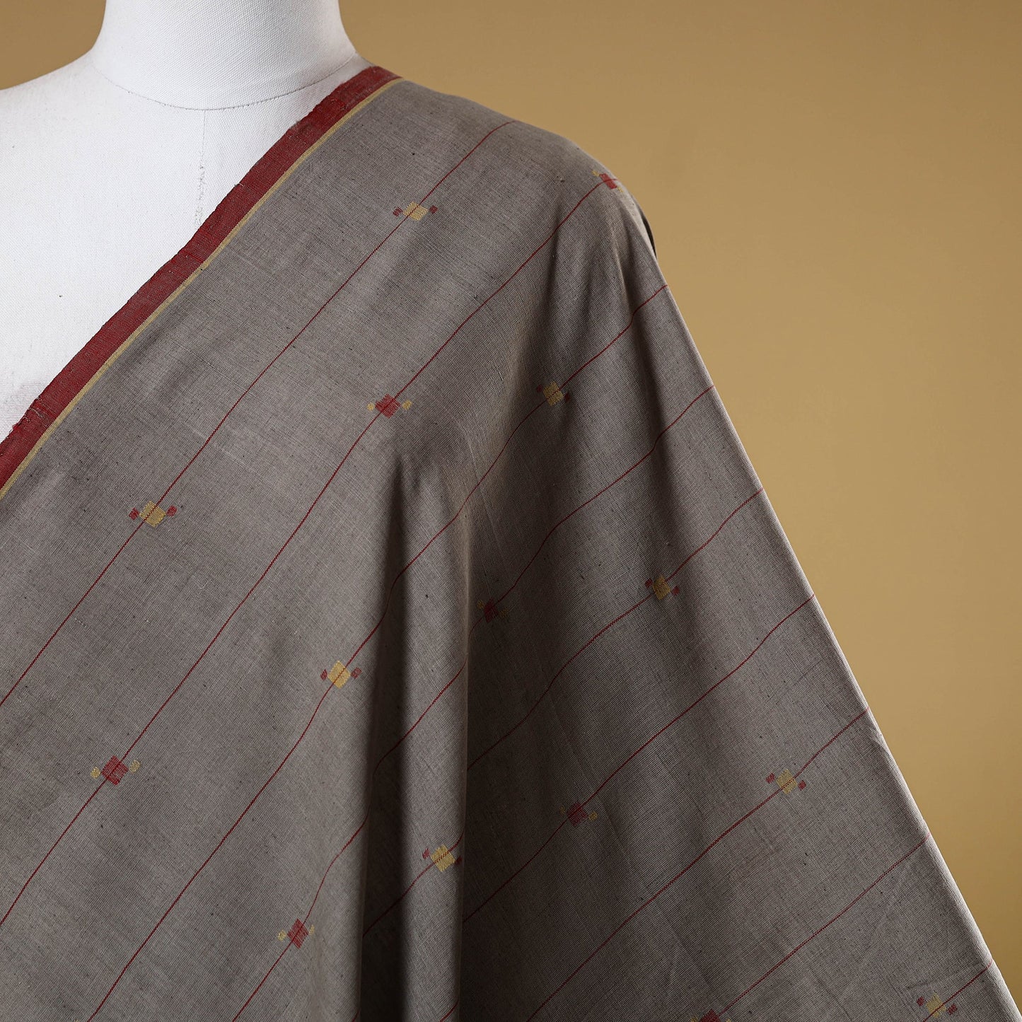 Grey - handspun handloom natural dyed cotton buti