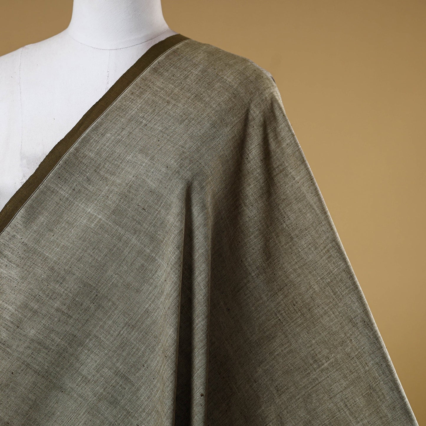Grey - handspun handloom natural dyed cotton kora plain