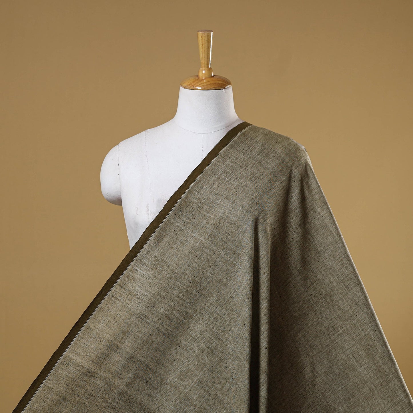 Grey - handspun handloom natural dyed cotton kora plain