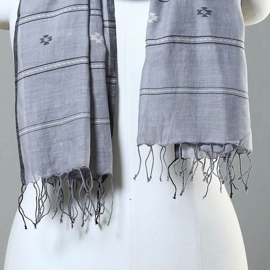 Grey - handspun handloom natural dyed eri silk stole 33