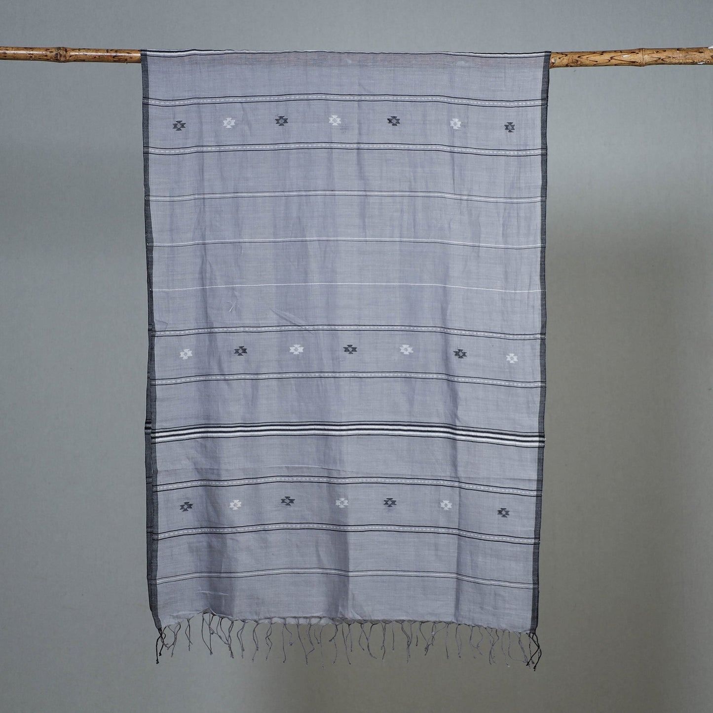 Grey - handspun handloom natural dyed eri silk stole 33