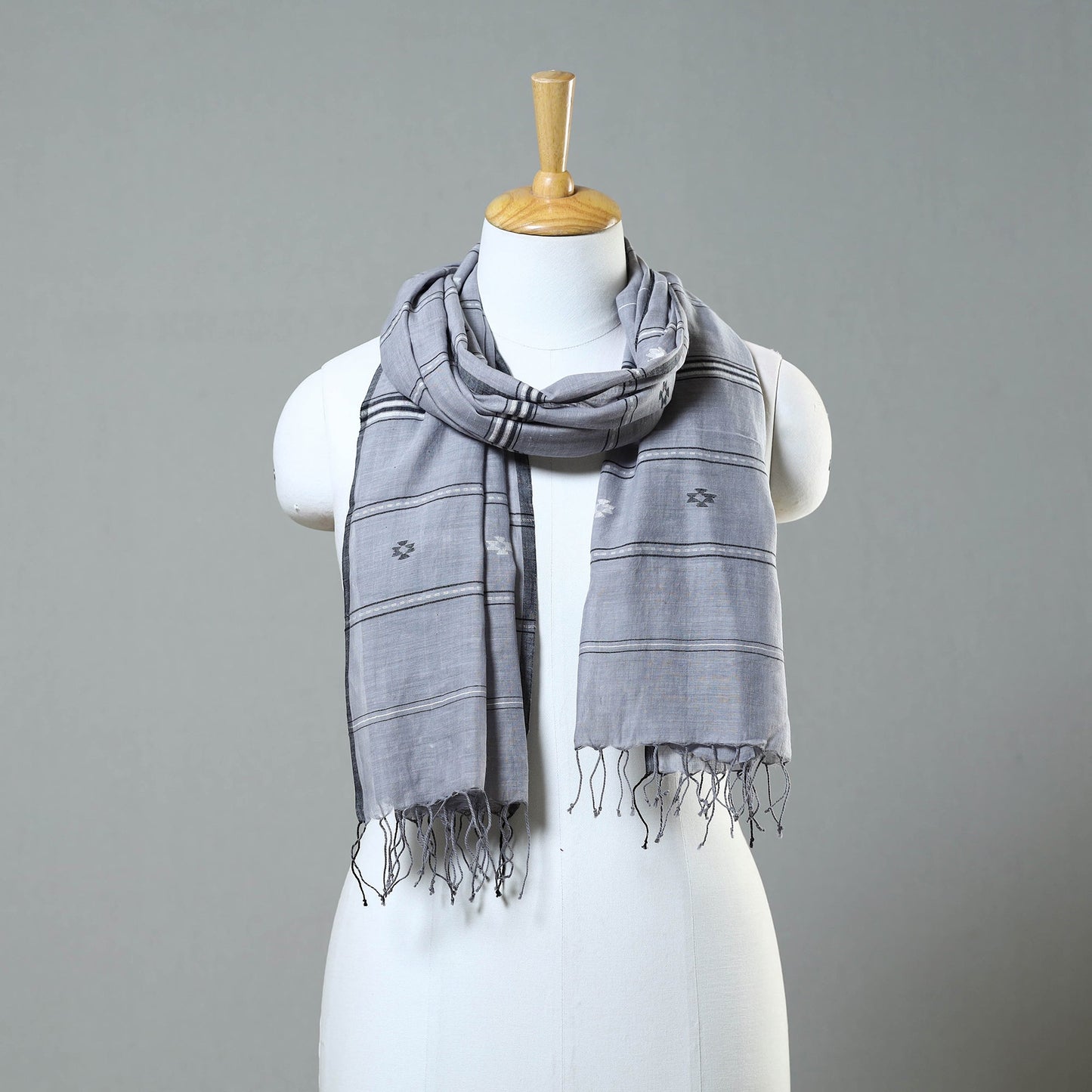 Grey - handspun handloom natural dyed eri silk stole 33