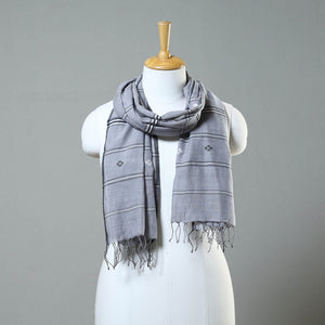 Grey - handspun handloom natural dyed eri silk stole 33