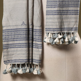 Grey - handwoven fine cotton kutch bhujodi stole 02