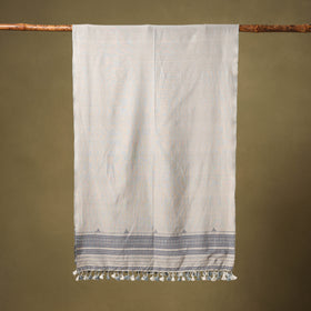 Grey - handwoven fine cotton kutch bhujodi stole 02