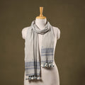 Grey - handwoven fine cotton kutch bhujodi stole 02
