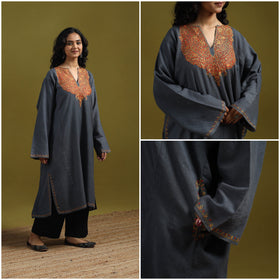 Handwoven sozni hand embroidered kashmiri merino wool