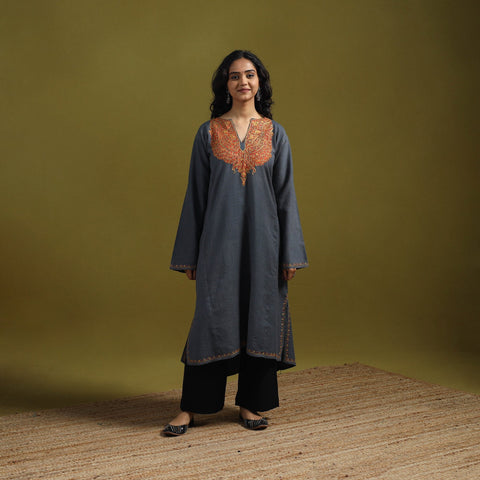 Handwoven sozni hand embroidered kashmiri merino wool