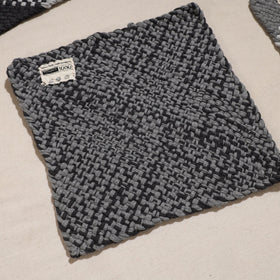  Grey Crochet Work Upcycled Cotton Square Placemat