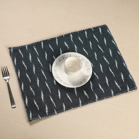  Grey Ikat Cotton Hand Embroidery Table Mat (18 x 13 in) 06
