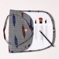  Ikat Fabric Multipurpose Segmented Make-up Brush Wrap Pouch/Case 