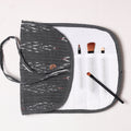  Ikat Fabric Multipurpose Segmented Make-up Brush Wrap Pouch/Case 